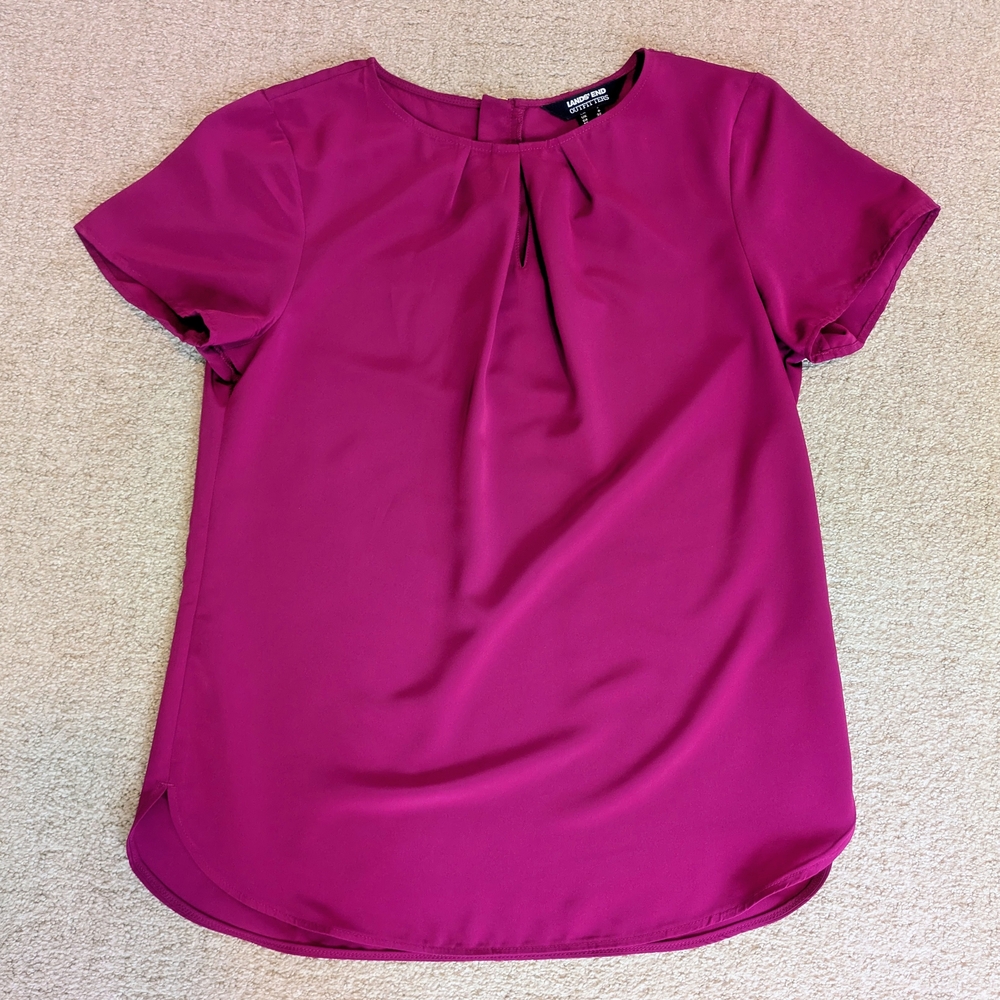 Land's End Women's Fuchsia Short Sleeve Blouse